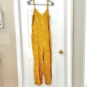 Old Navy new with tags size Large Floral Mustard Jumpsuit